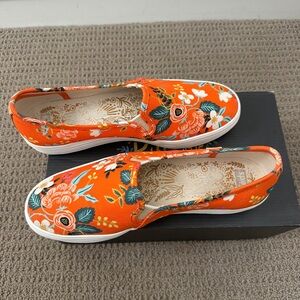 Keds x Rifle Paper Co Triple Deck Orange Floral Slip-On Sneakers